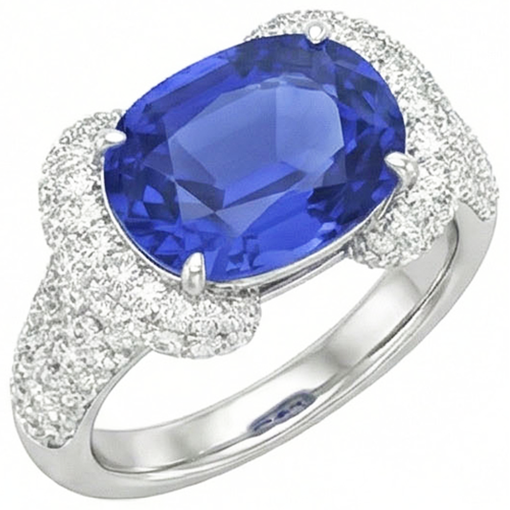 natural round sapphire 4ct ring side angle