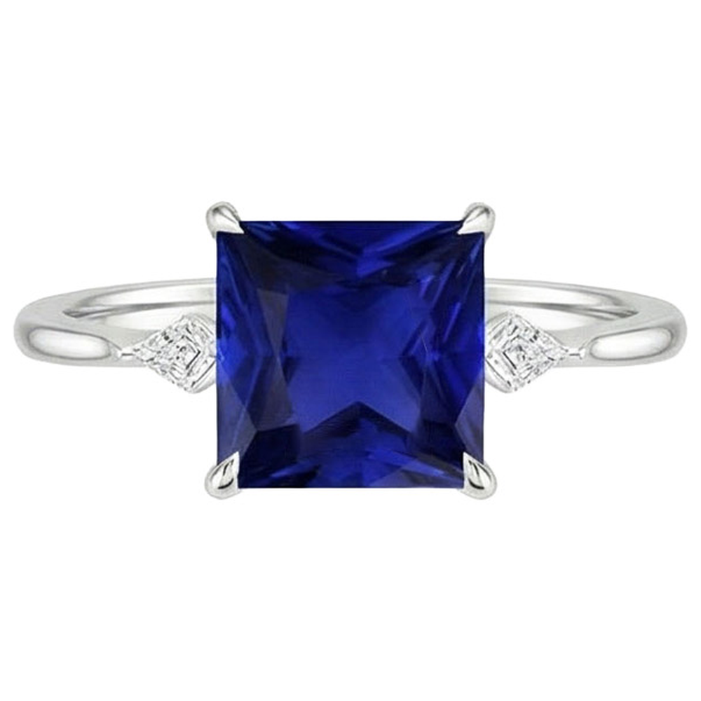 natural round sapphire 5.25ct ring profile view