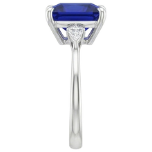 natural round sapphire 5.25ct ring on white background