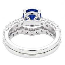 Women's Natural Earth Mined Diamond Round Blue Sapphire Engagement Ring Set 4.50 Carats