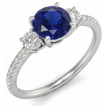Women's Natural Earth Mined Diamond Sapphire Ring 3.50 Carats Round Cut Gold With Accents
