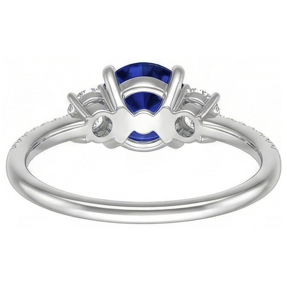 Women's Natural Earth Mined Diamond Sapphire Ring 3.50 Carats Round Cut Gold With Accents