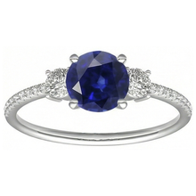 Women's Natural Earth Mined Diamond Sapphire Ring 3.50 Carats Round Cut Gold With Accents