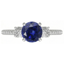 Women's Natural Earth Mined Diamond Sapphire Ring 3.50 Carats Round Cut Gold With Accents