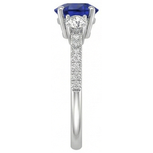 Women's Natural Earth Mined Diamond Sapphire Ring 3.50 Carats Round Cut Gold With Accents