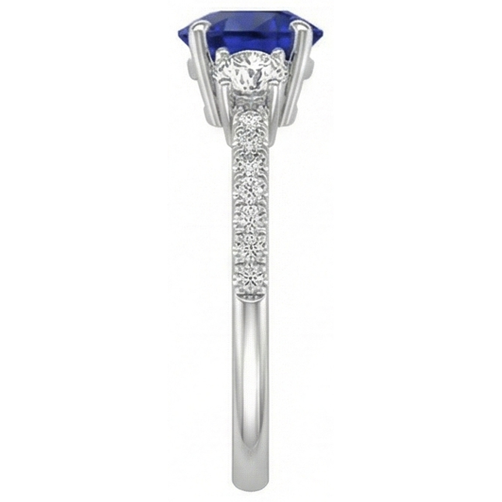 Women's Natural Earth Mined Diamond Sapphire Ring 3.50 Carats Round Cut Gold With Accents