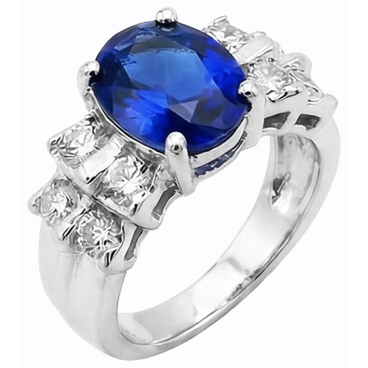 natural round sapphire 2.50ct ring front view