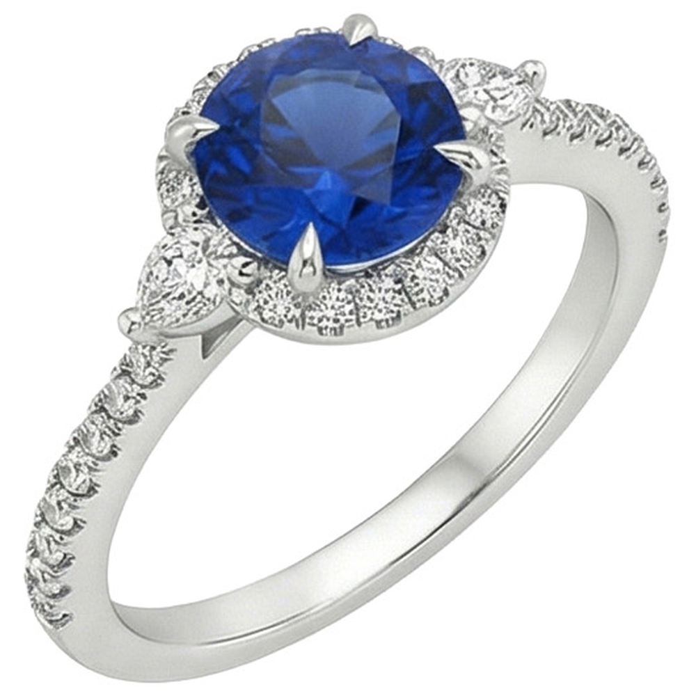 natural round sapphire 3ct ring side angle