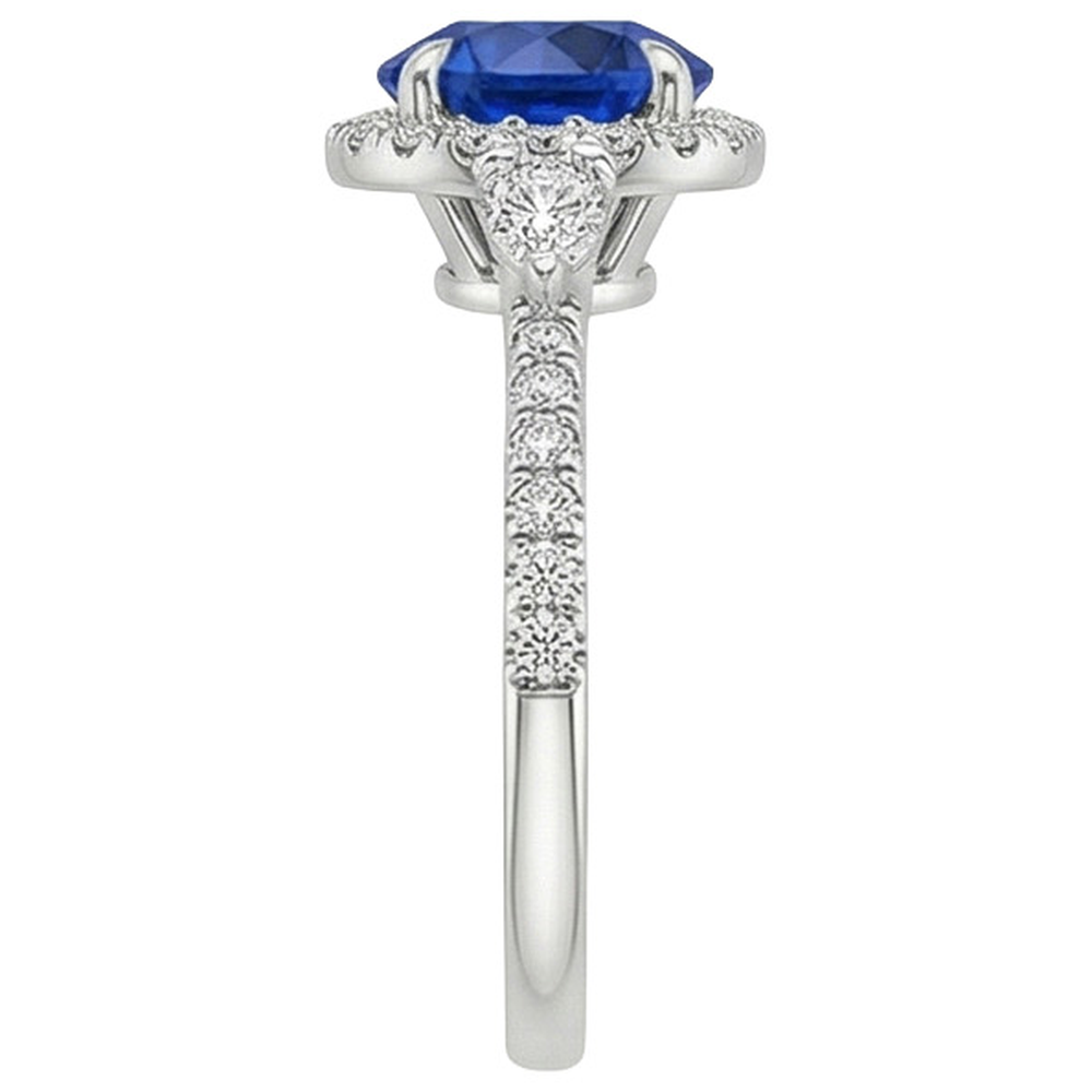 natural round sapphire 3ct ring profile view
