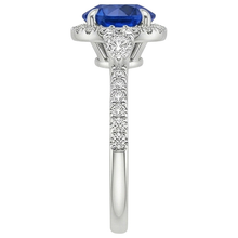 natural round sapphire 3ct ring profile view