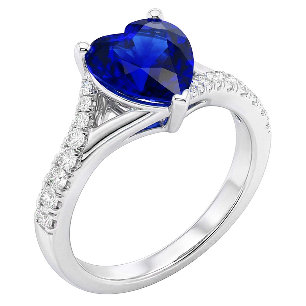natural round sapphire 3.50ct ring front view