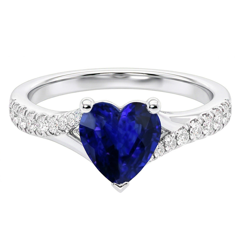 natural round sapphire 3.50ct ring side angle