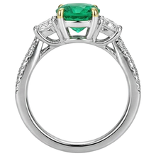 Fine Emerald Gemstone Ring 2-ct Two-Tone 14K Gold – back view