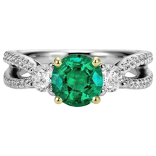 Earth-Mined Fine Emerald Gemstone Ring 2 ct Two-Tone 14K Gold – front view