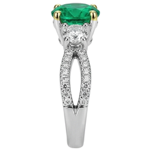 Fine Emerald Gemstone Ring 2-ct Two-Tone 14K Gold – top view
