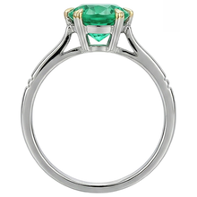 Authentic Fine Emerald Precious Stone Ring 3 ct Two-Tone 14K Gold – top view