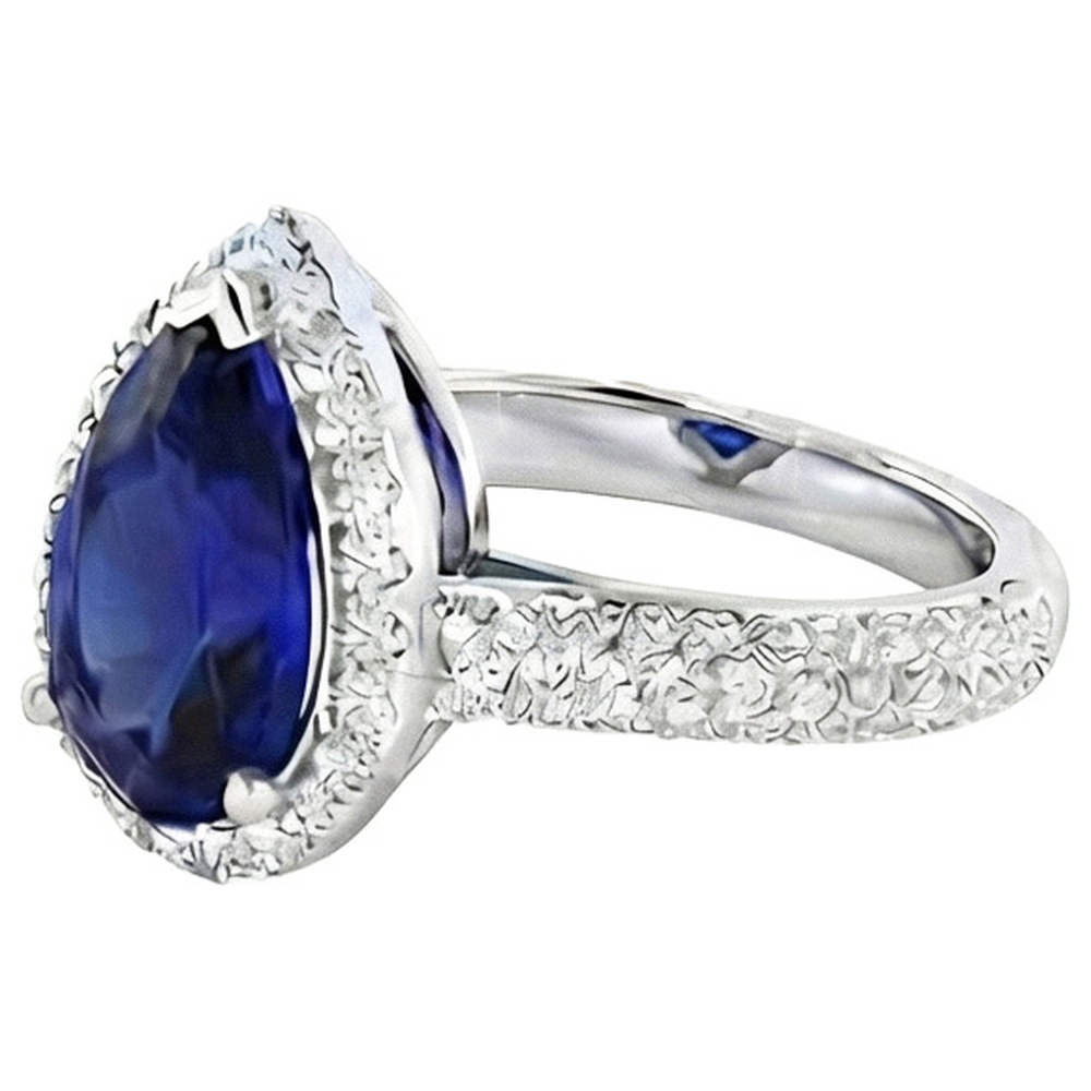 natural round sapphire 4ct ring profile view