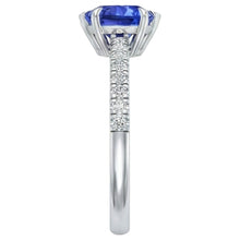Women's Ring Heart Ceylon Sapphire With Pave Natural Earth Mined Diamond Accents 2 Carats