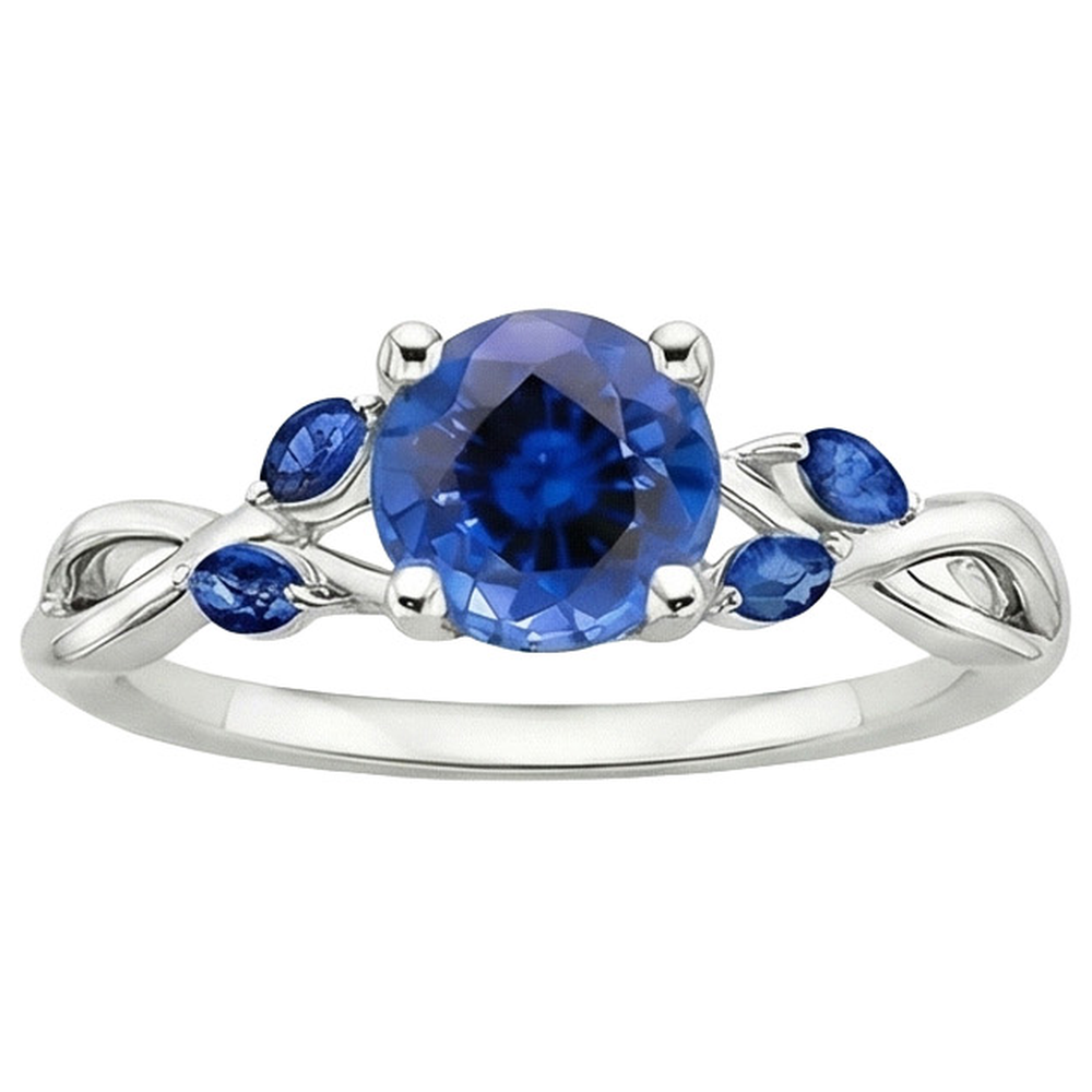 natural round sapphire 2.50ct ring close up detail
