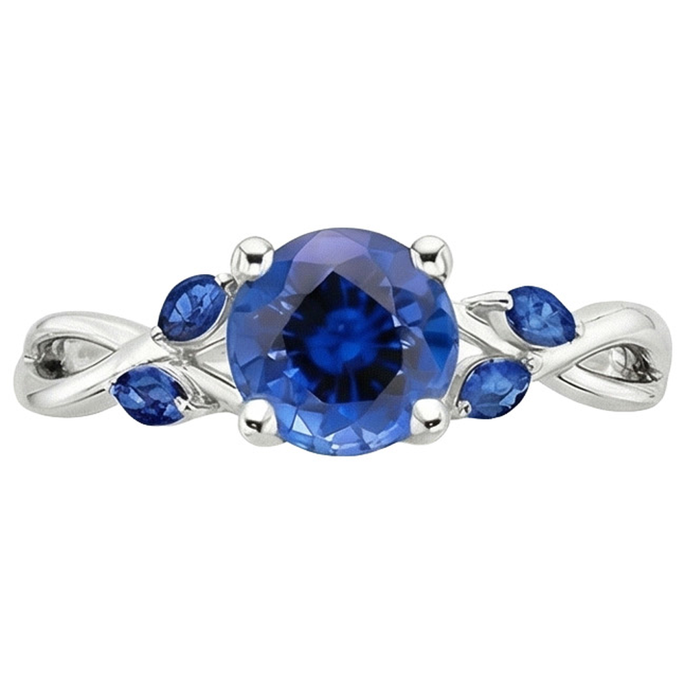 natural round sapphire 2.50ct ring top view