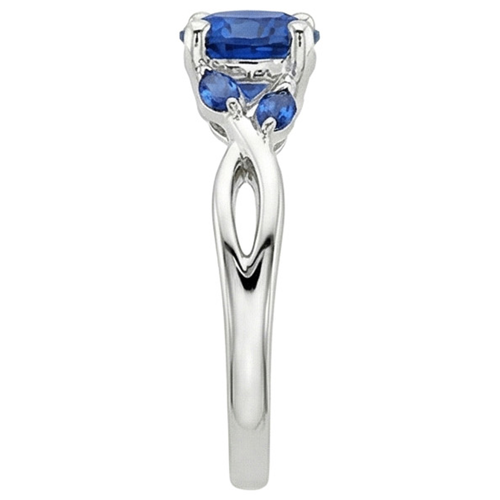 natural round sapphire 2.50ct ring profile view