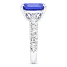 Women's Sapphire Ring Radiant Cut 3.50 Carats Multi Row Pave Natural Earth Mined Diamonds