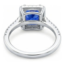 Women's Sapphire Ring Radiant Cut 3.50 Carats Multi Row Pave Natural Earth Mined Diamonds
