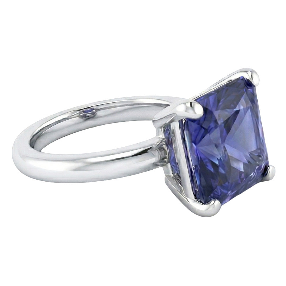 natural radiant sapphire 2.50ct ring profile view