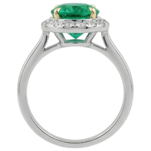 Round Brilliant Colombian Emerald ring in 14K Two Tone Gold – top view