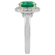Round Brilliant Colombian Emerald ring in 14K Two Tone Gold – profile view