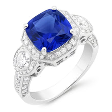Women's Vintage Sapphire Natural Earth Mined Diamond Ring