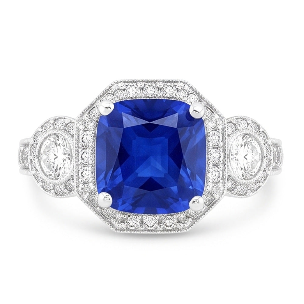 Women's Vintage Sapphire Natural Earth Mined Diamond Ring