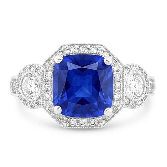 Women's Vintage Sapphire Natural Earth Mined Diamond Ring