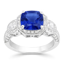 Women's Vintage Sapphire Natural Earth Mined Diamond Ring