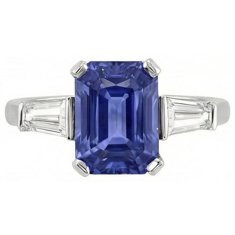 natural radiant sapphire 3ct ring close up detail