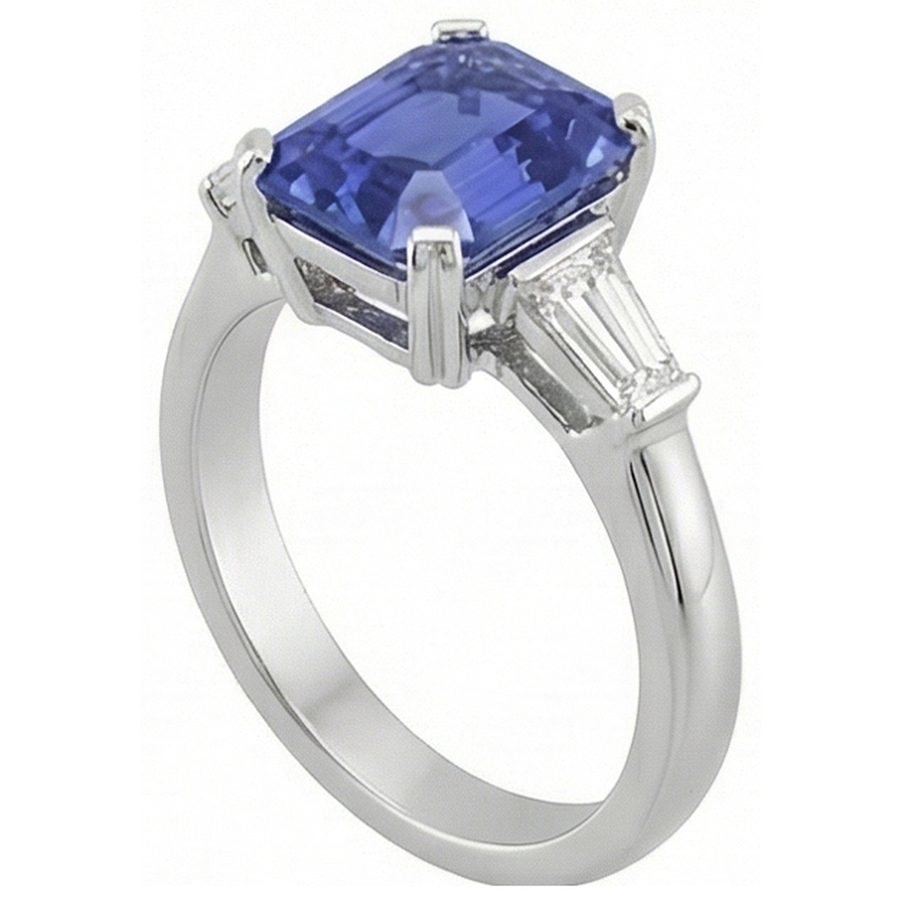 natural radiant sapphire 3ct ring top view