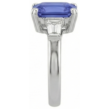 natural radiant sapphire 3ct ring profile view
