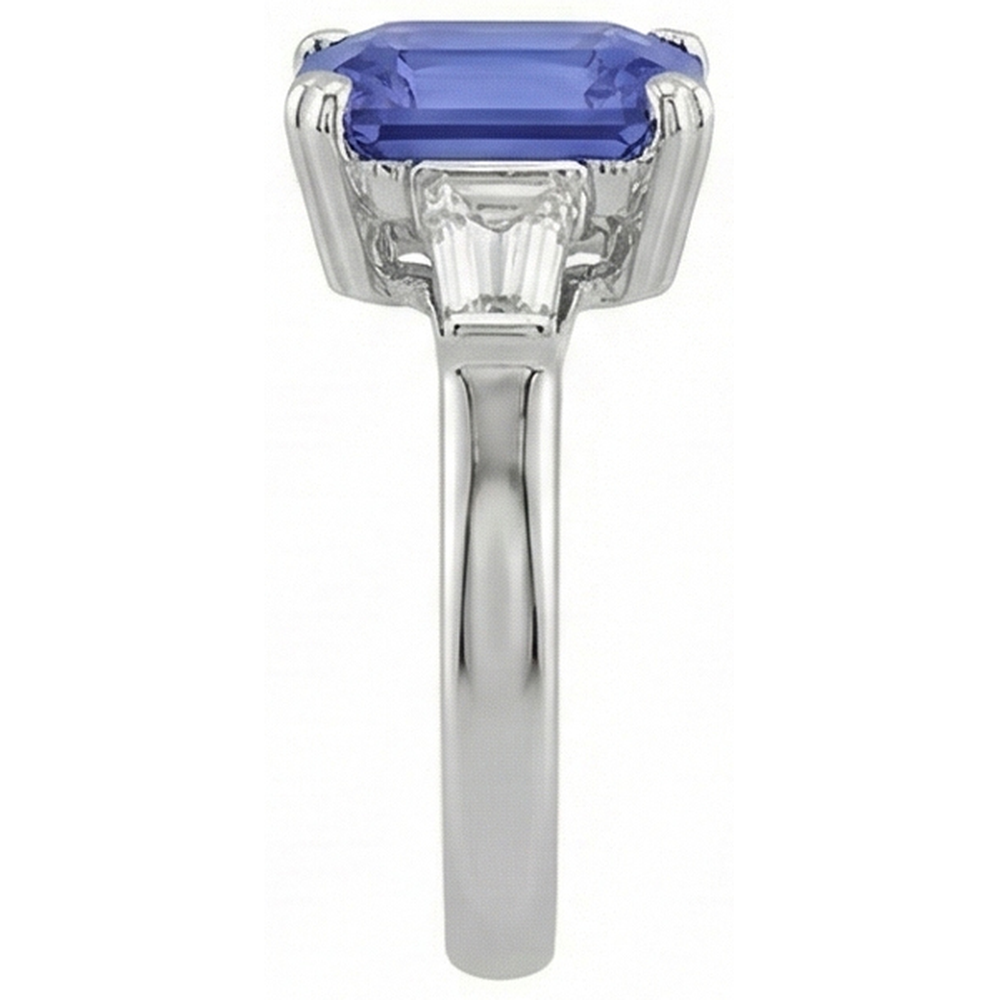 natural radiant sapphire 3ct ring profile view