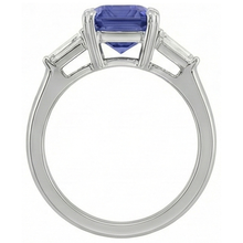 natural radiant sapphire 3ct ring on white background
