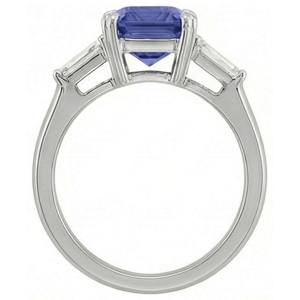 natural radiant sapphire 3ct ring on white background