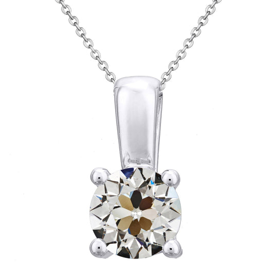 Diamond Antique Cushion Pendant Necklace in 14K White Gold – main view