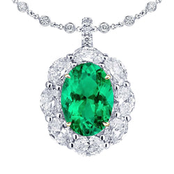 Genuine GIA-Certified Emerald Stone Pendant Necklace 6 ct