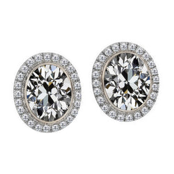 Bezel Set Stud Earrings – Brilliant Diamond 2 ct 14K White Gold
