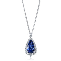 Blue Sapphire Precious Stone Pendant 2 ct F/VS1 – 14 Karat White
