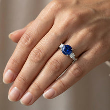 Women's Natural Earth Mined Diamond Sapphire Ring 3.50 Carats Round Cut Gold With Accents
