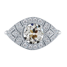 Old Mine Cut Fine Diamond ring in 14 Karat White Gold – main view