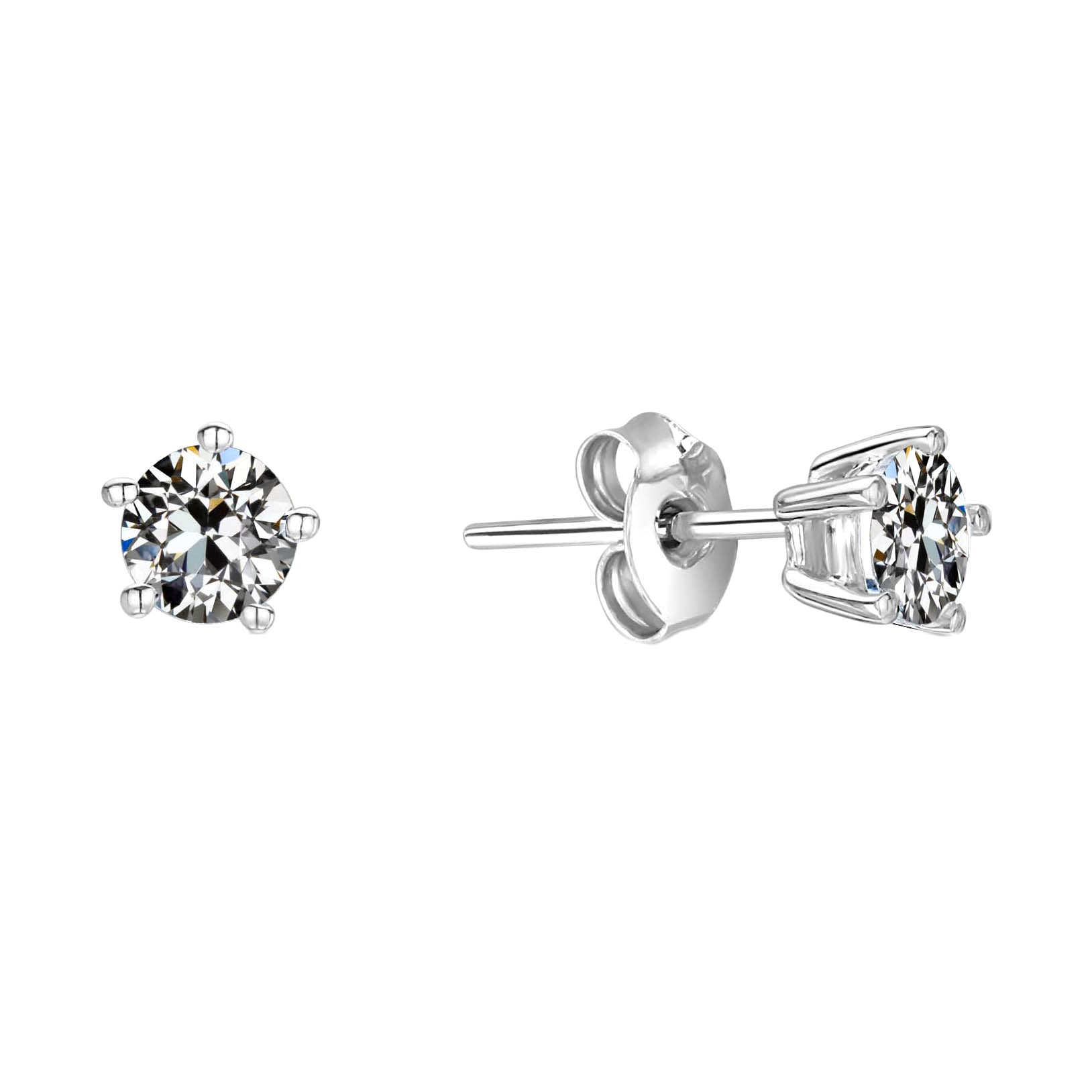 Diamond Old Mine Cut Stud Earrings in 14K White Gold – main view
