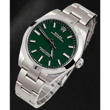 Women's Rolex Oyster Perpetual Green Luminous Dial Steel Watch