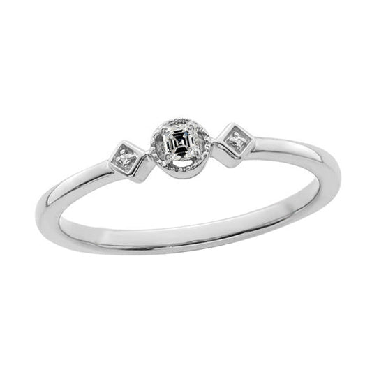 Women's 3 Stone Anniversary Ring Round & Asscher Natural Diamond 0.75 Carats