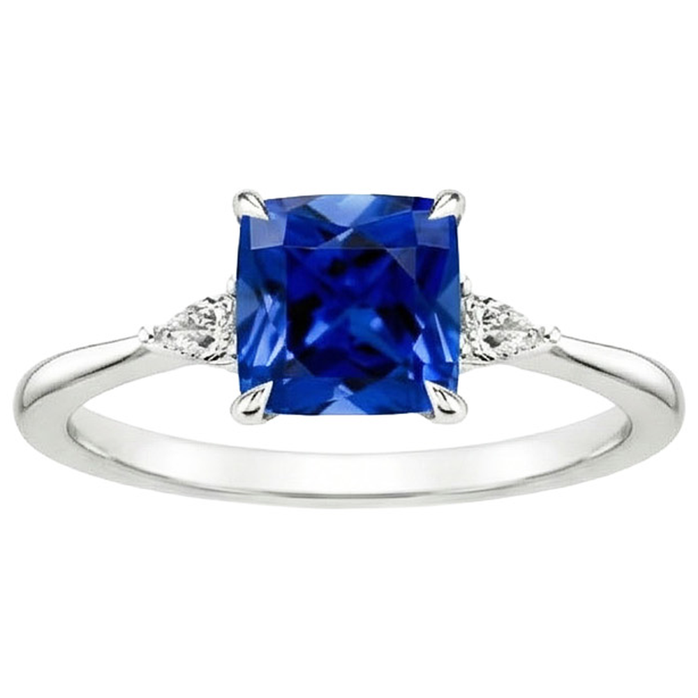 natural cushion sapphire 2.50ct ring top view
